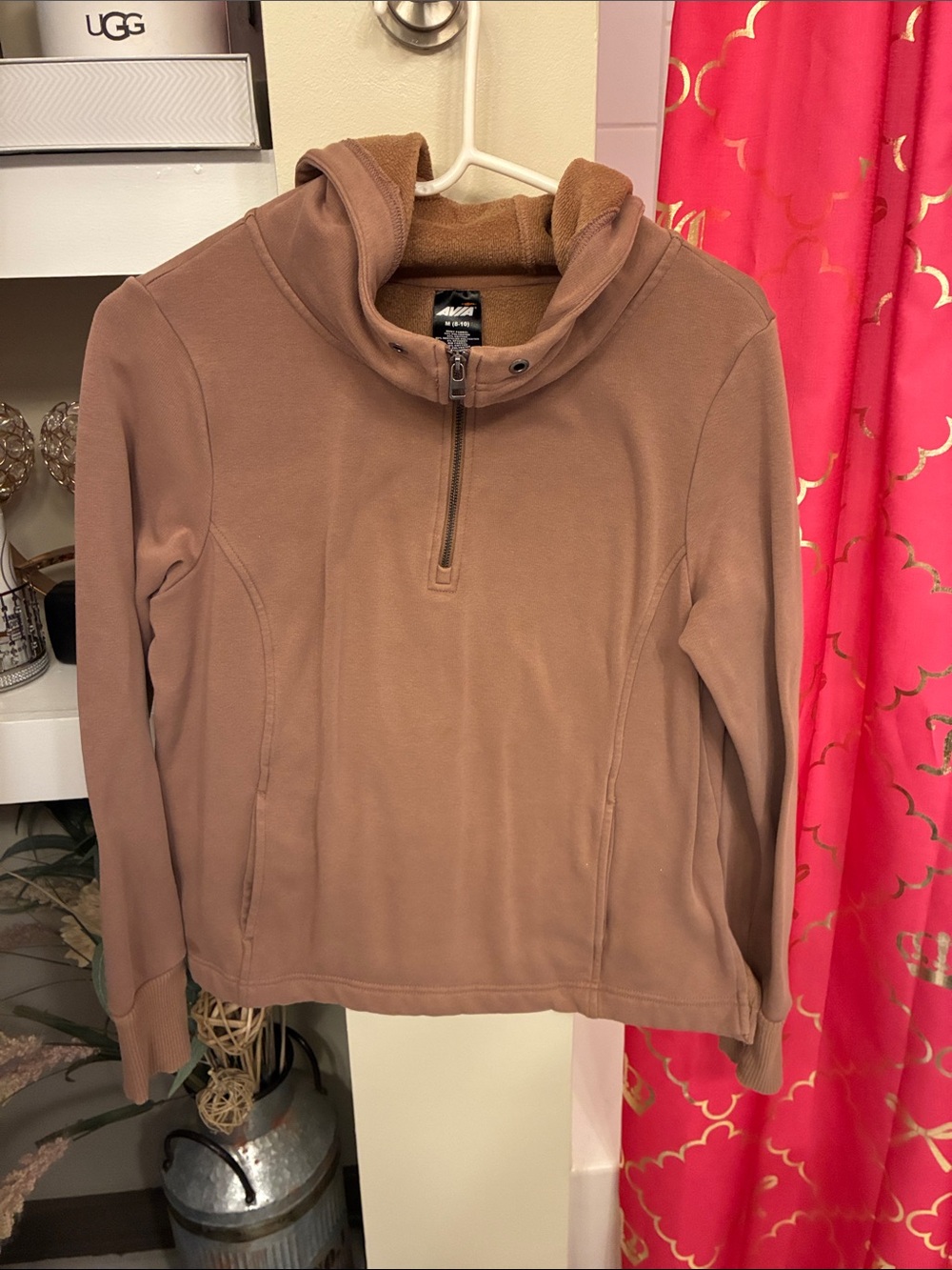 Avia Brown Cowl Neck Half-Zip Sweater